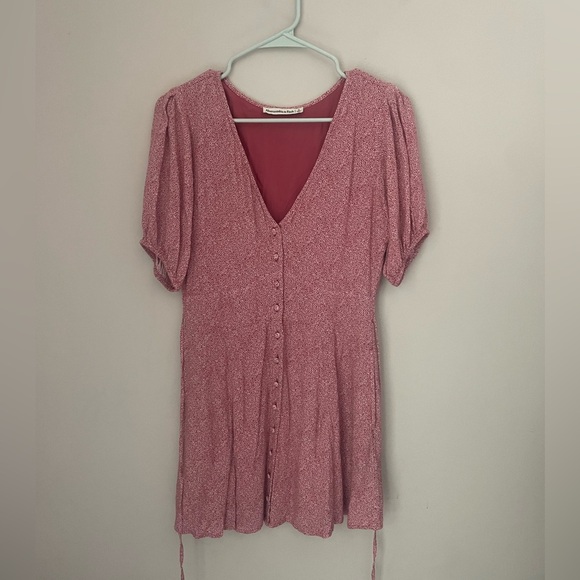 Abercrombie & Fitch Pink Feminine Button-Down Mini Dress Size Small - Picture 1 of 11